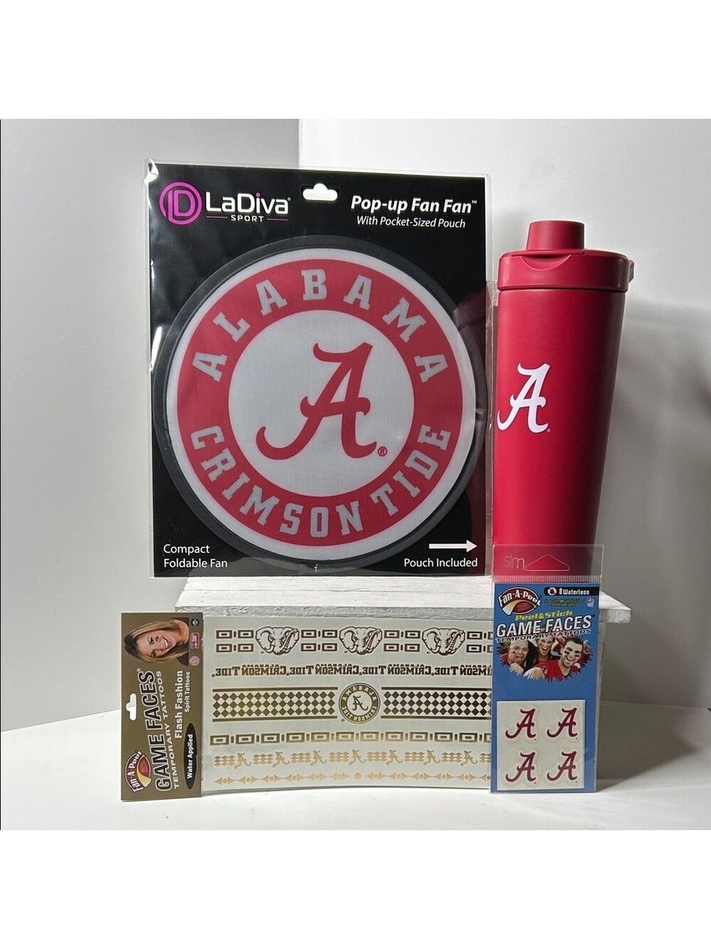 Alabama Crimson Tide Foldable Fan Set & Simply Modern Protein Shaker